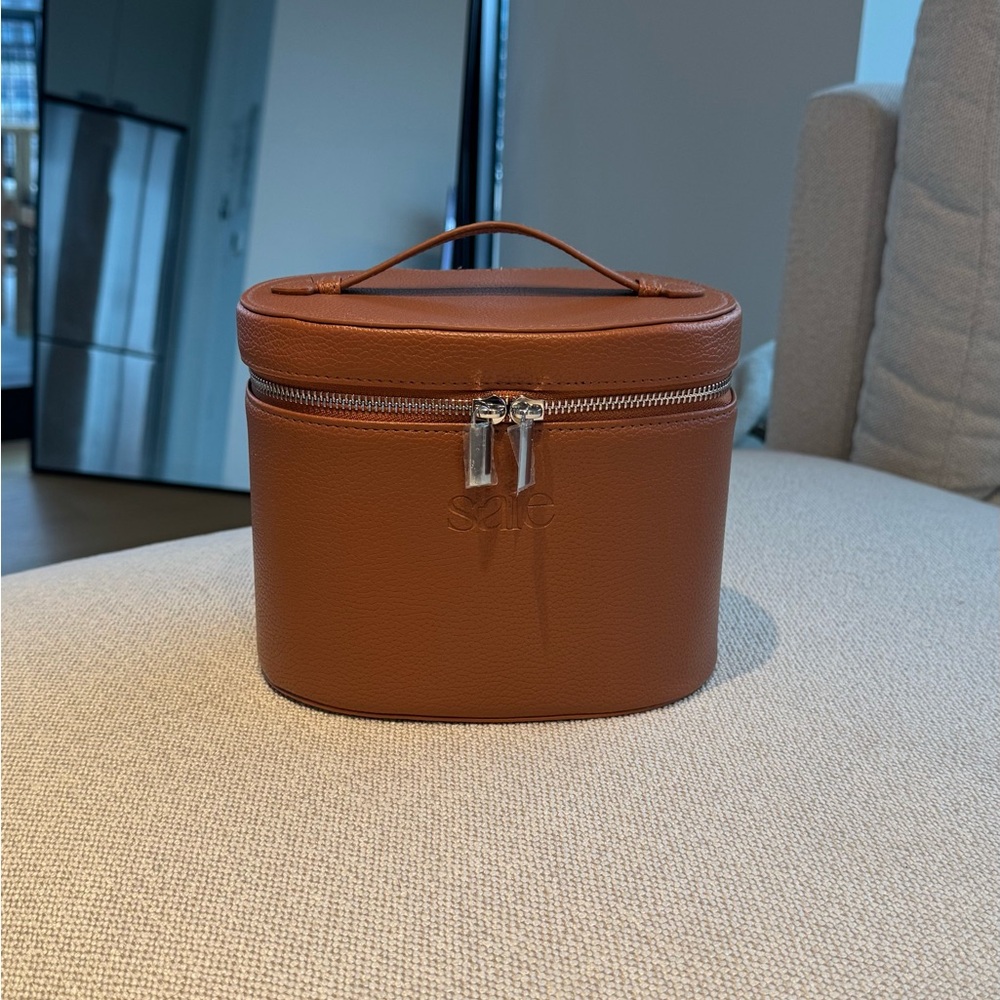 Saie Faux Leather Tan Vanity Case